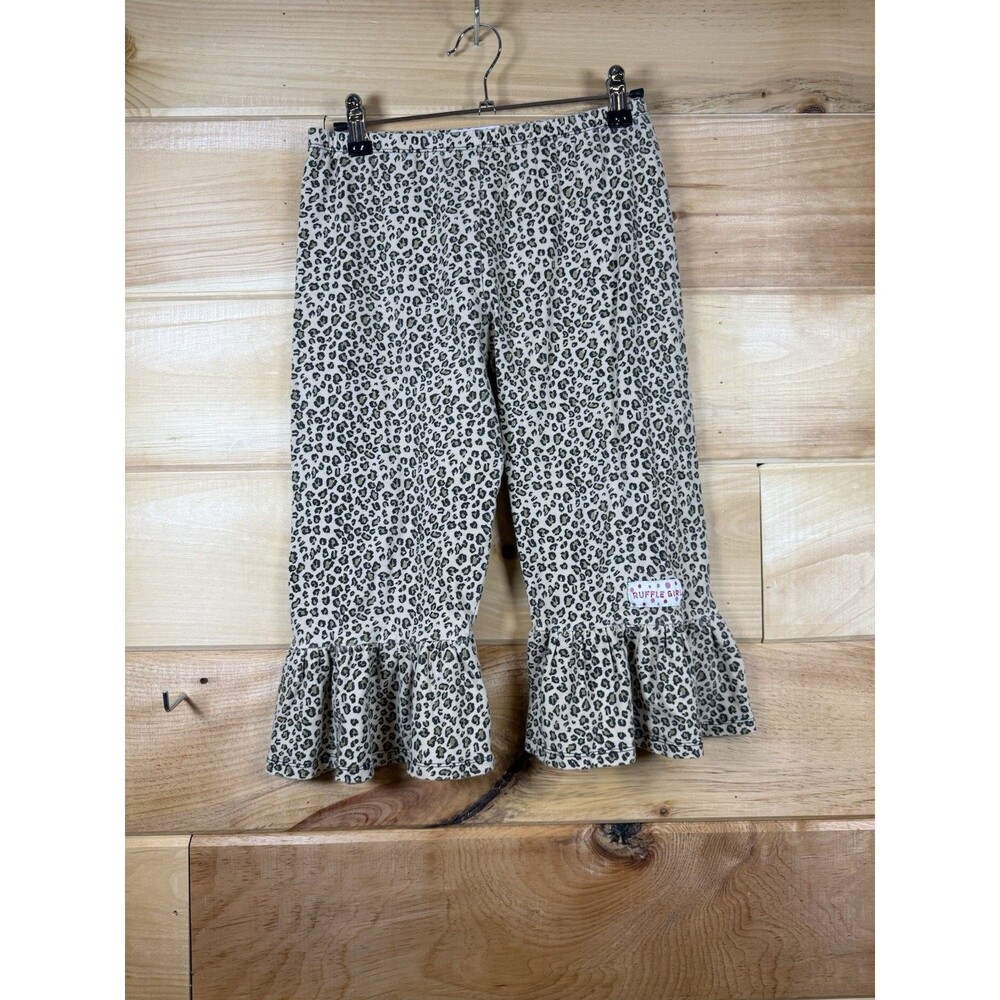 Ruffle Girl leopard print pattern Pants with a flared ruffle bottom‎ Girls 12/14